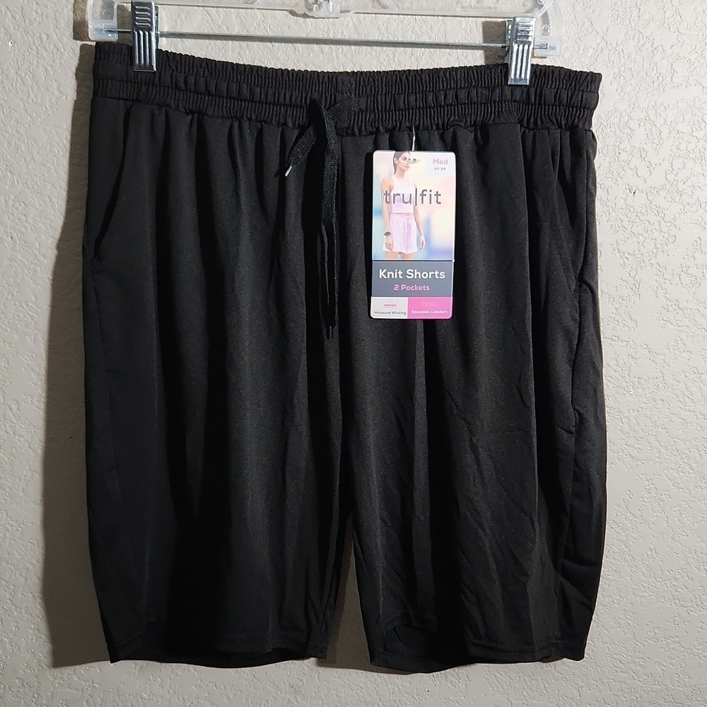 Trulfit Shorts Womens Size M Black Moisture Wicking New SPANDEX